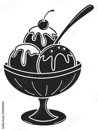 Ice Cream Sundae with Cherry Emoji – Cute Dessert & Sweet Treat Icon