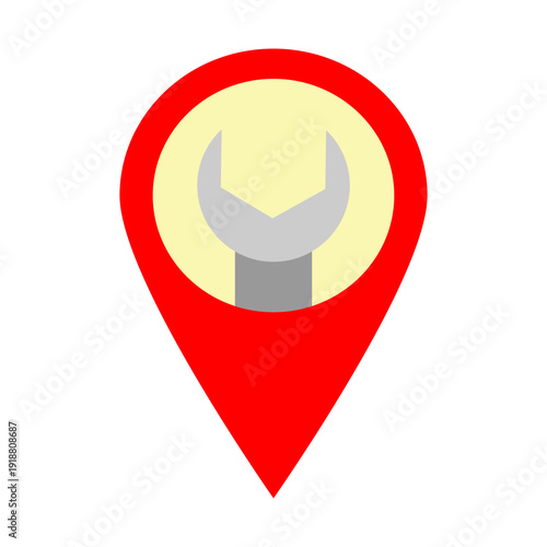 Repair Shop Location Vector Flat Icon Design