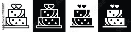 Wedding Cake lineal glyph icon style in white and black background
