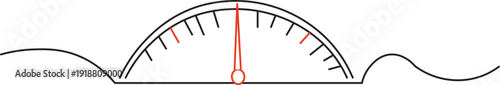 speed indicator icon continuous one line drawing single art on white and red background .