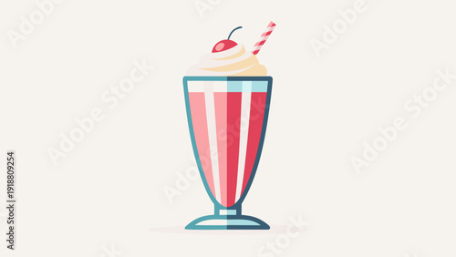 Classic American Diner Milkshake Vector Retro Minimal Icon