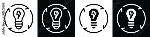 Save Energy lineal glyph icon style in white and black background