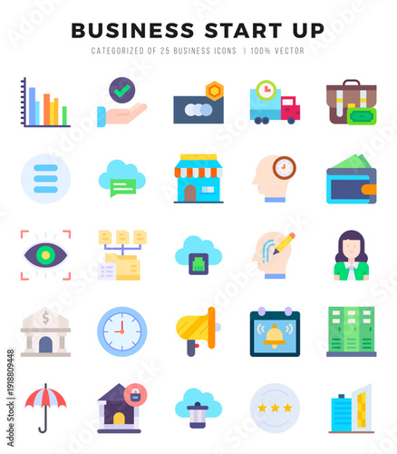 Business Start Up icons set. Vector illustration.