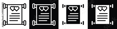 Wedding Vows lineal glyph icon style in white and black background