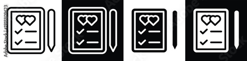 Wedding Planner lineal glyph icon style in white and black background