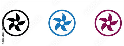 Electric Fan and Industrial Ventilation Propeller Icons Set for Cooling System Vector Illustration.