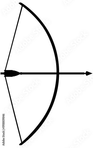 Medieval Longbow Drawn and Ready to Shoot Silhouette