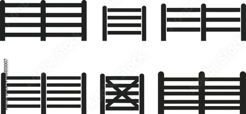 Four different fence designs in silhouette on white background