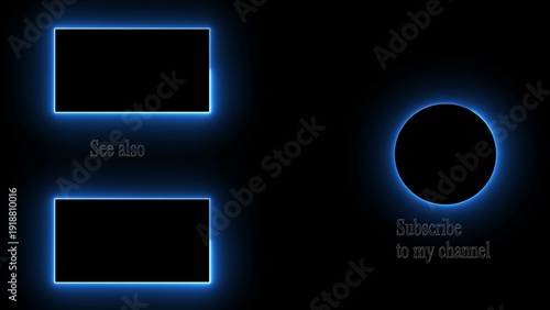 A sleek digital graphic with glowing blue outlines and a call to action to subscribe to a channel