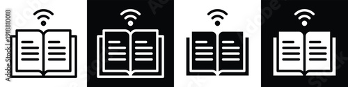 Wifi Book lineal glyph icon style in white and black background