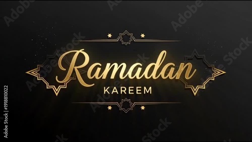 Golden ramadan kareem script shines on dark backdrop celebrate the holy month with elegant calligraphy and sparkling stars perfect for festive greetings and spiritual reflections