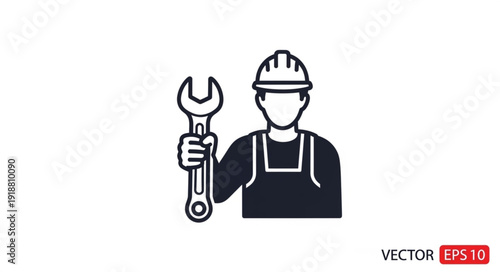 Mechanic Holding Wrench in Hard Hat.