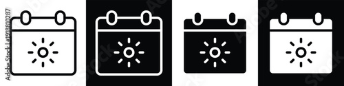 Summer lineal glyph icon style in white and black background