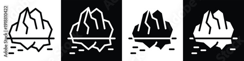 IceBerg lineal glyph icon style in white and black background