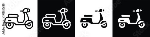 Moped lineal glyph icon style in white and black background