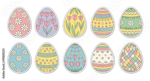 Colorful Easter Eggs with Various Designs.