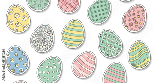 Colorful Easter Eggs with Various Patterns.