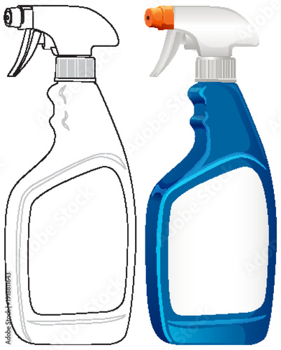 Vector Illustration of Spray Cleaner Bottles Side by Side