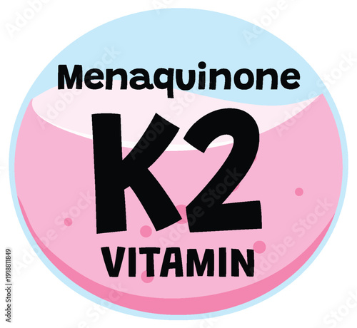 Vitamin K2 Menaquinone Circular Vector Illustration