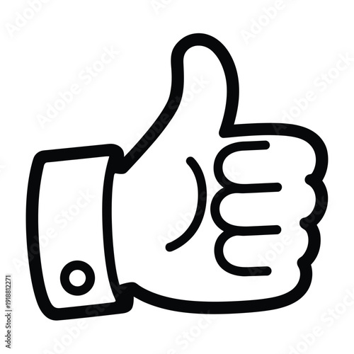 A simple black and white line drawing of a hand giving a thumbs up