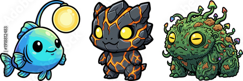 Cute Cartoon Fantasy Monsters and Creatures Collection