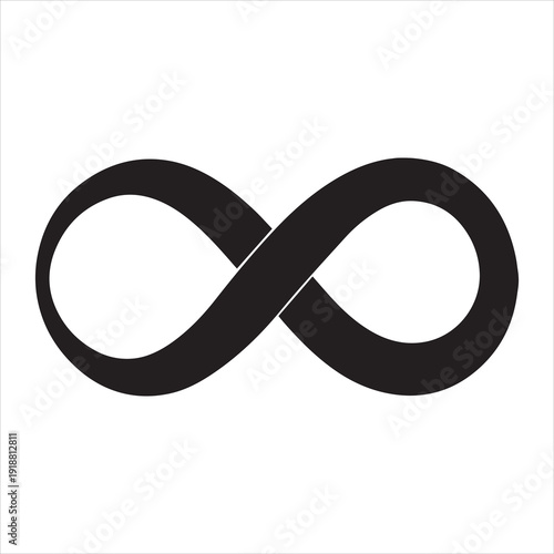 Minimalist Black Infinity Symbol Isolated on White Background