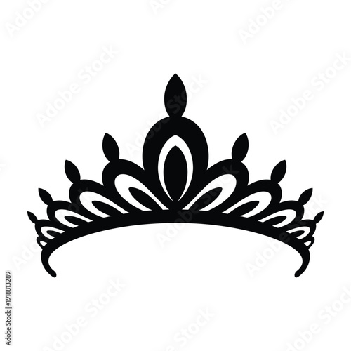 Elegant black silhouette of a royal crown with ornate details
