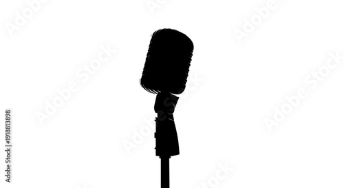 microphone silhouette, black music mic
