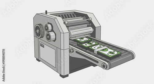 money printing machine producing banknotes