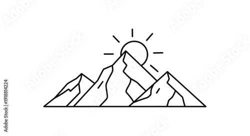 mountain range with sunrise