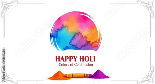 Vibrant Holi Celebration with Colored Powders and Water Splashes in a Joyful Atmosphere