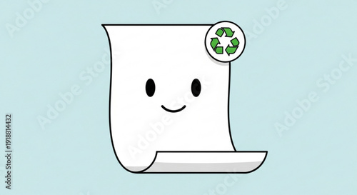 Smiling Toilet Paper Roll with Shamrock on Blue Background