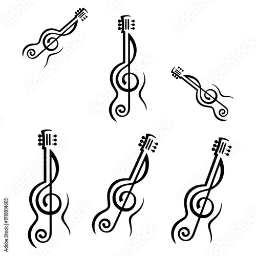 Guitar Musical Instrument Silhouette Pack - Acoustic and Electric Guitar Concept