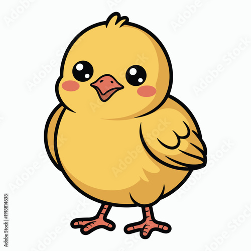Cute cartoon chick with big eyes and rosy cheeks