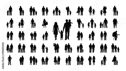 A diverse collection of people icons representing various professions and activities isolated on white background, Vector