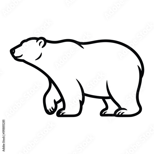 Simple line drawing of a polar bear in profile facing left