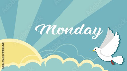 Gemini said

Vector illustration of an abstract nature landscape featuring a peace dove flying over a summer sea with sun clouds and ocean waves in a creative artistic style