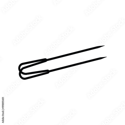 A simple black outline illustration of two metal skewers on a white background
