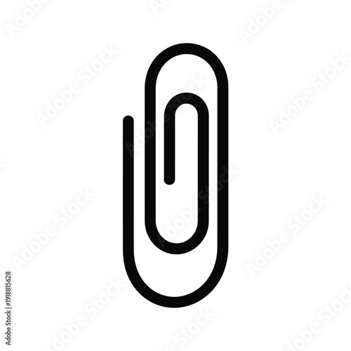 A simple black and white illustration of a standard metal paper clip