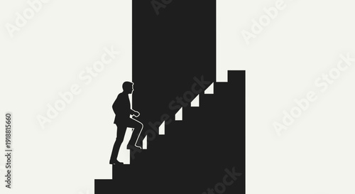 businessman climbing stairs to success