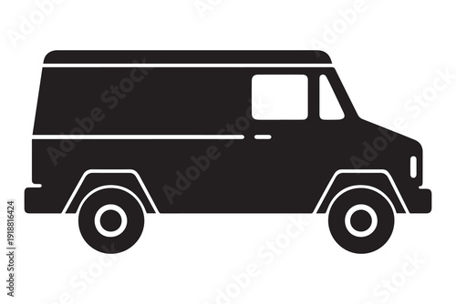 Black Silhouette of Retro Van Icon