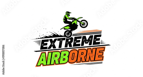 Motocross Rider Extreme Airborne Logo Design.