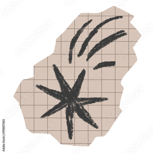 Paper cutout shape with chalk drawn star