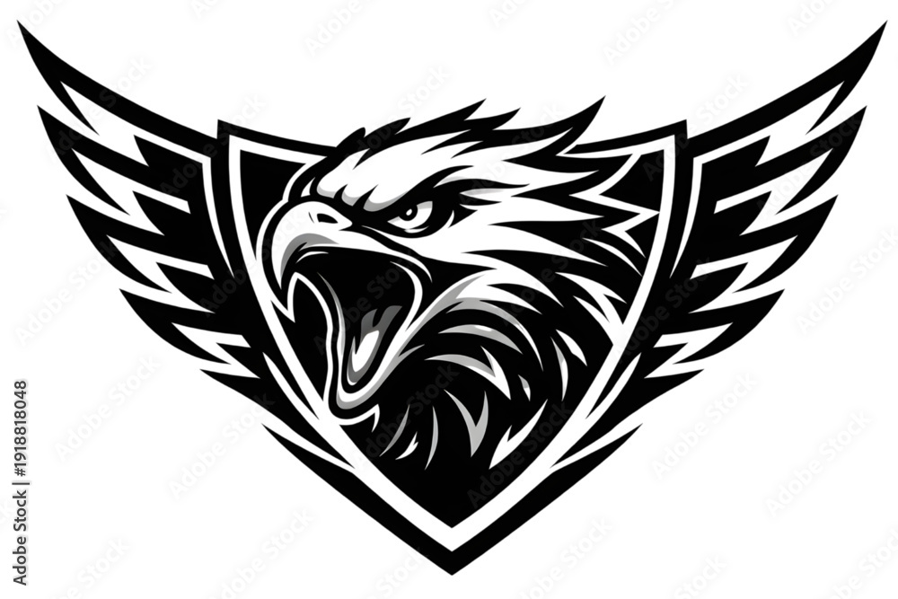 Obraz premium Winged Side Falcon Mascot Logo with Fierce Strike Expression for Esports Team Branding