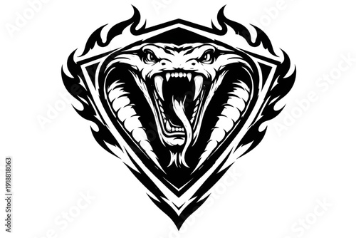 Flame Edge Cobra Mascot Logo with Deadly Strike for Esports Team Branding