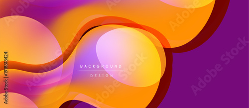 Abstract waves, vibrant colors blend. Orange, purple hues create dynamic background design. Smooth shapes overlap, modern aesthetic.
