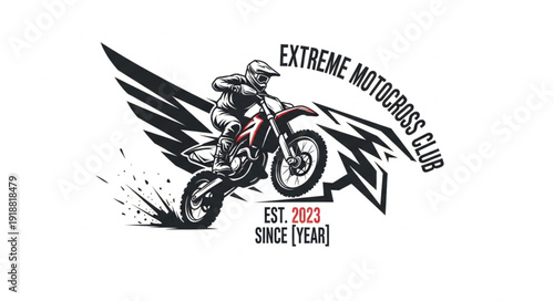 Motocross Rider Logo Design Illustration.