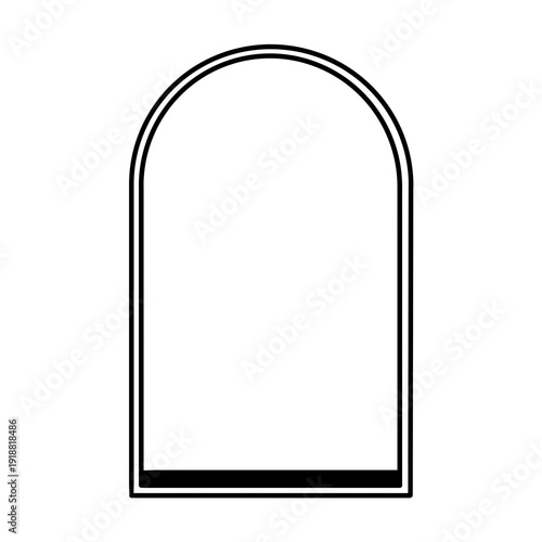 Black Minimal Arch Frame Outline. Modern Black Aesthetic Background.