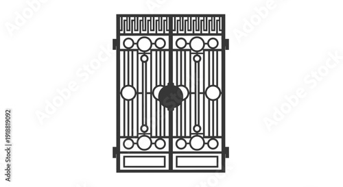 black metal gate with decorative circles