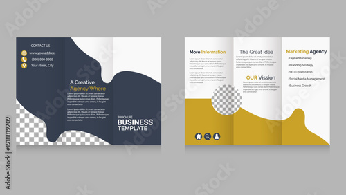 Modern Business Tri Fold Brochure Template Design. Perfect for business, startup, branding, SEO, digital marketing